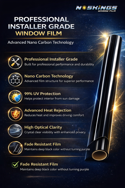 Nano Carbon Precut Window Tint Kit - Custom Fit for Car, Truck & SUV | 99% UV Protection, TSER 75% Heat Reduction